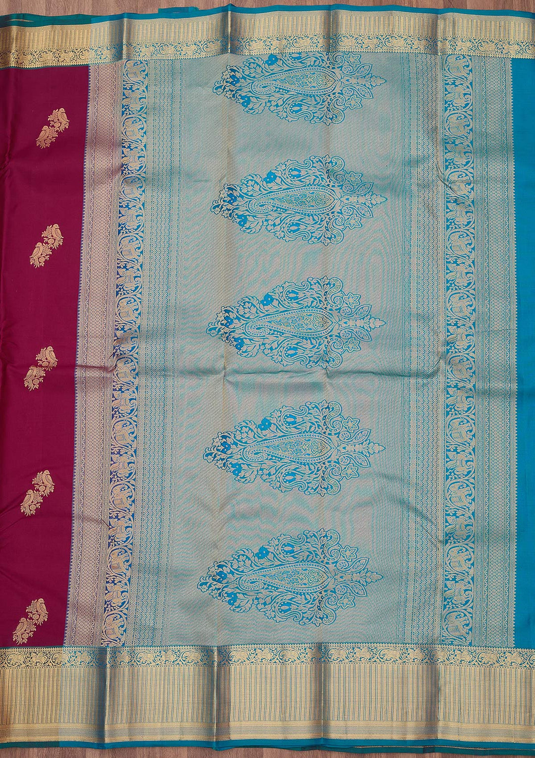 Wine Zariwork (Gold) Silk Silk_Saree