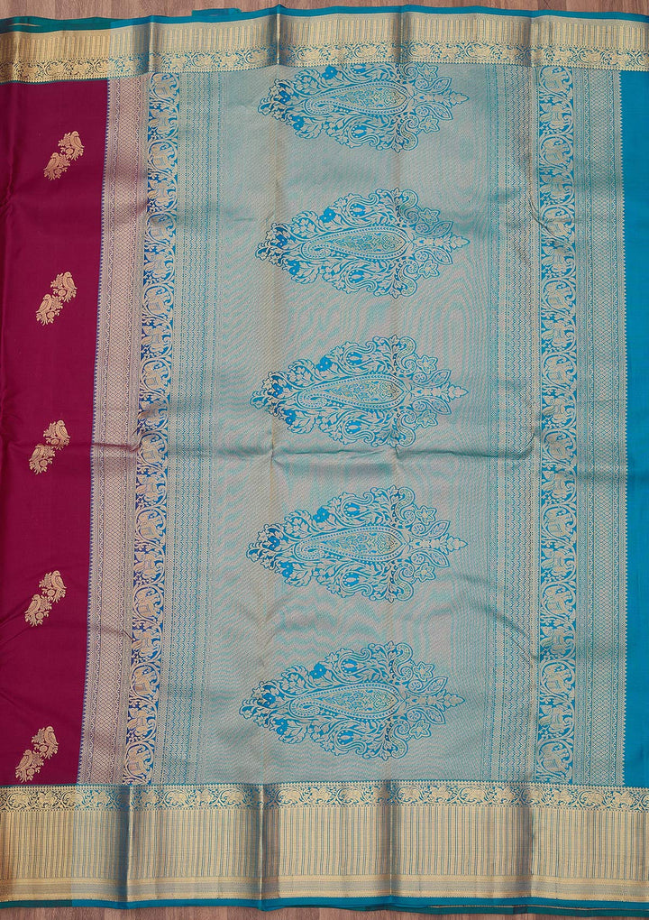 Wine Zariwork (Gold) Silk Silk_Saree