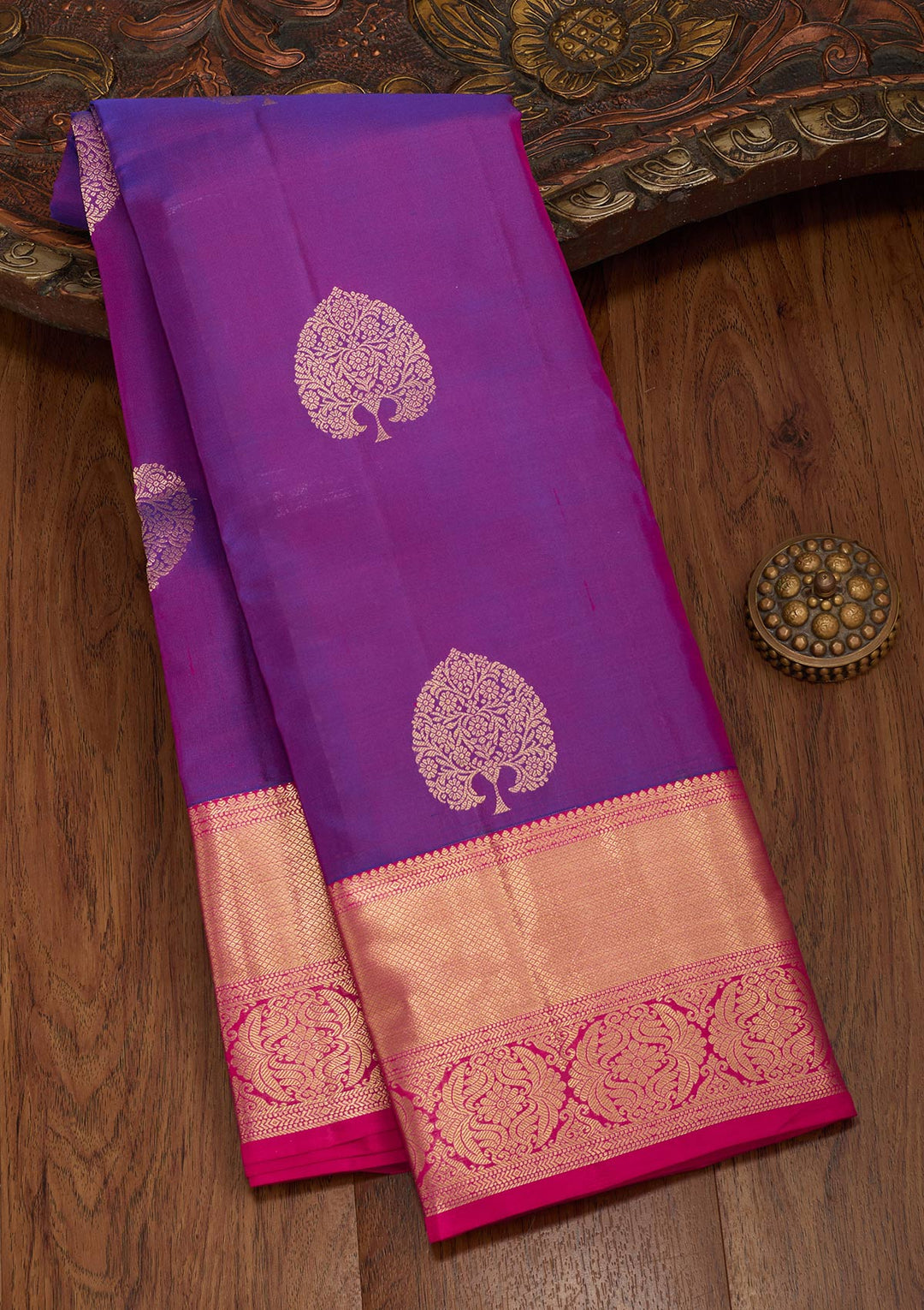 Purple Zariwork Silk Saree-koskii