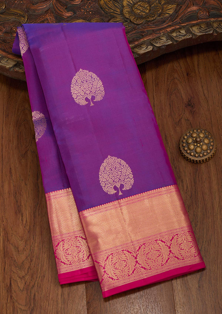 Purple Zariwork Silk Saree-koskii