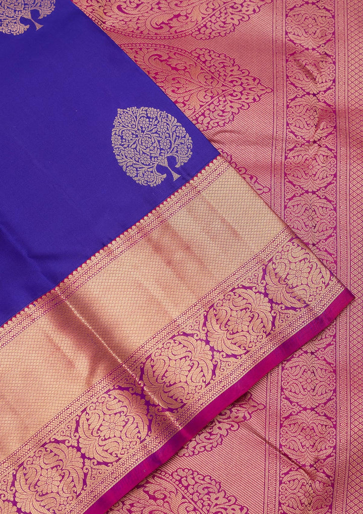 Royal Blue Zariwork Silk Saree-koskii