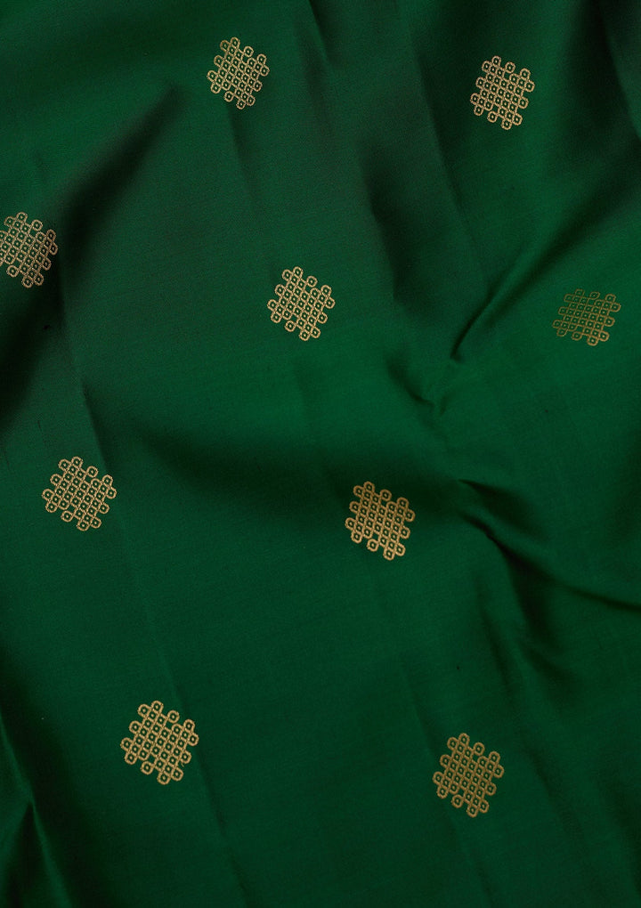 Bottle Green Zariwork Silk Saree-koskii