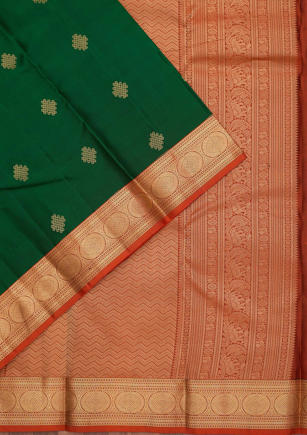 Bottle Green Zariwork Silk Saree-koskii