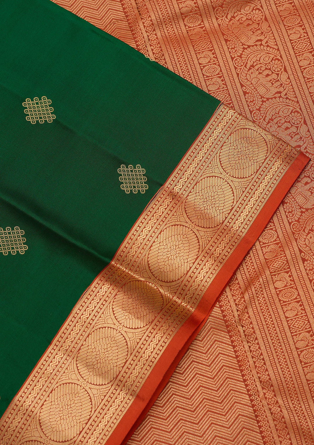 Bottle Green Zariwork Silk Saree-koskii