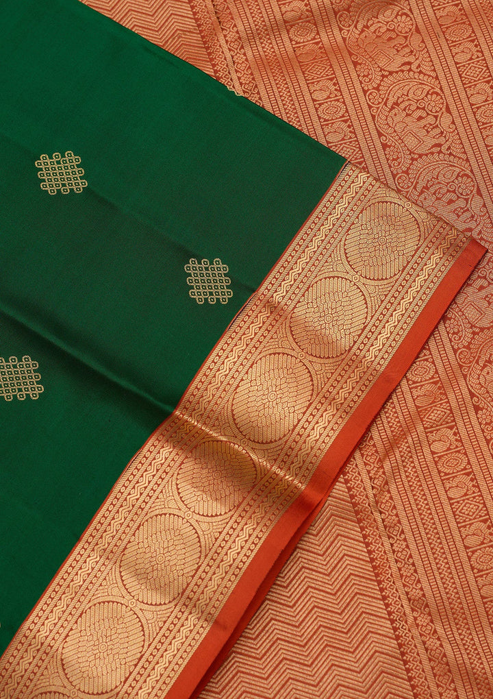 Bottle Green Zariwork Silk Saree-koskii