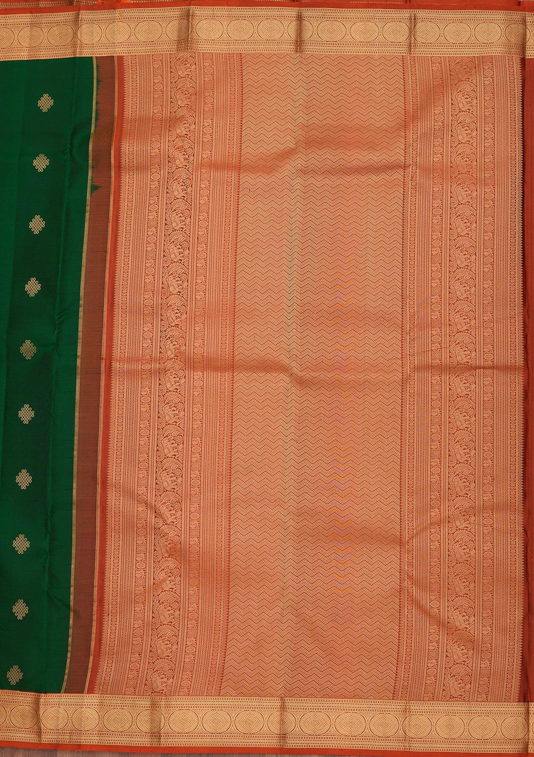 Bottle Green Zariwork Silk Saree-koskii