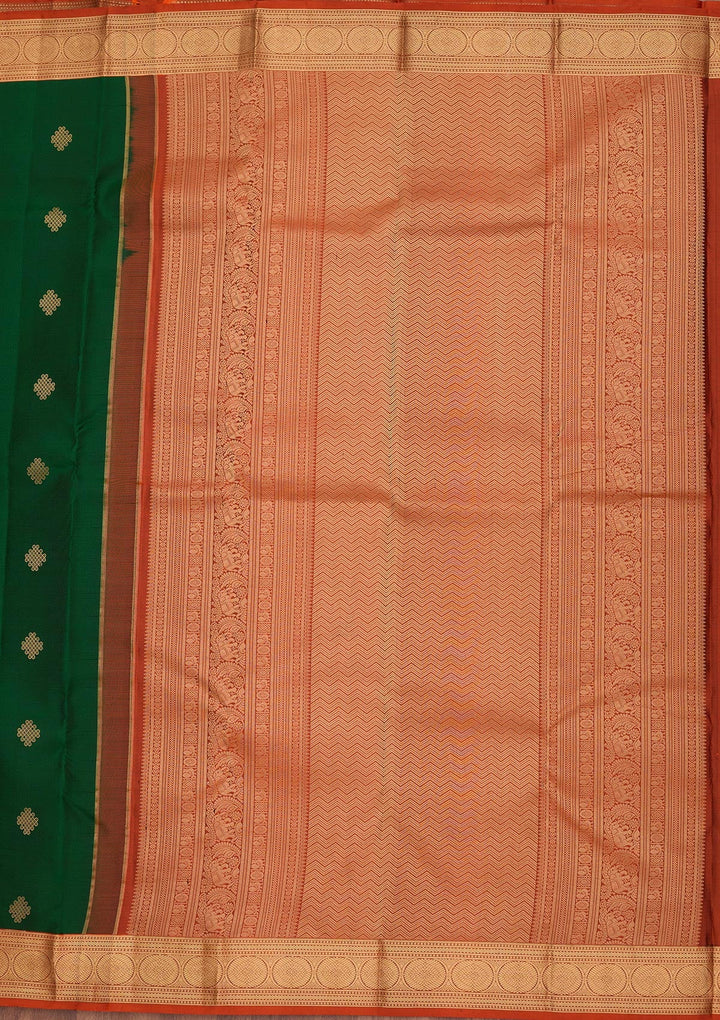 Bottle Green Zariwork Silk Saree-koskii