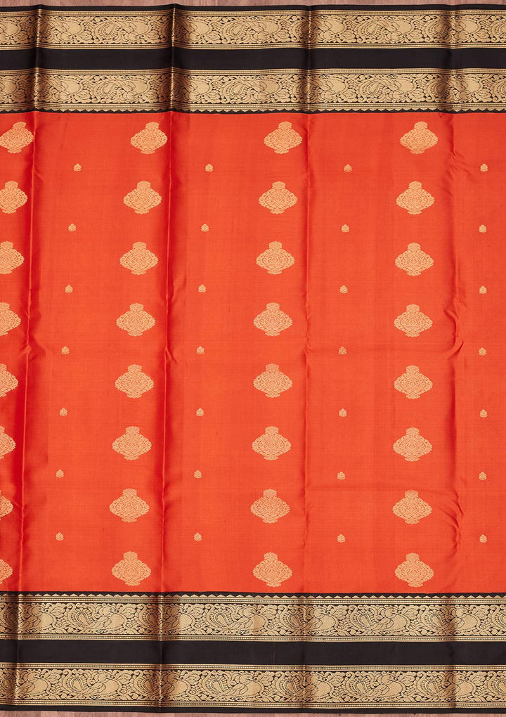 Orange Zariwork Pure Silk Saree-koskii