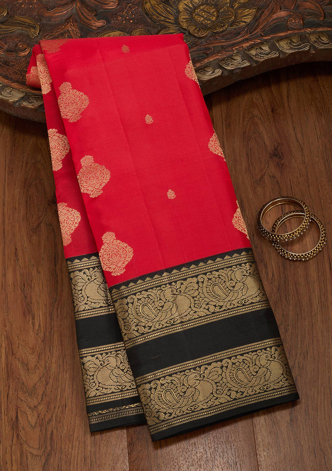 Red Zariwork Pure Silk Saree-koskii