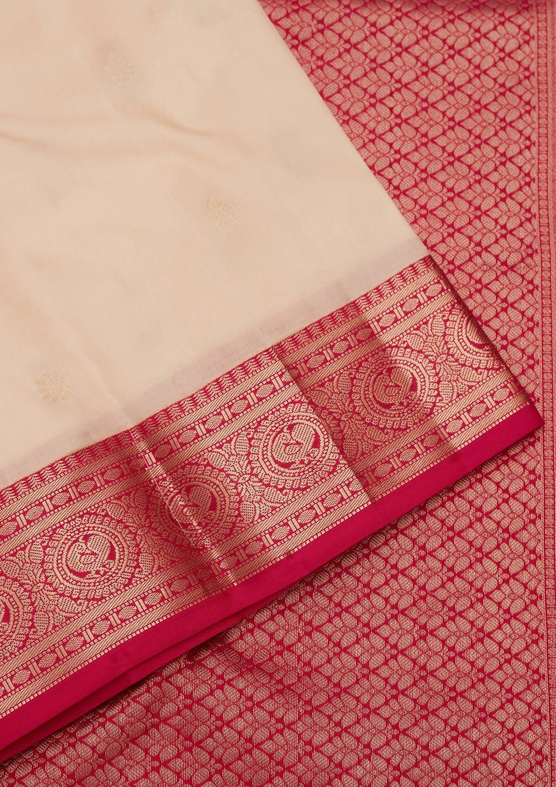 Cream Zariwork Pure Silk Saree-koskii