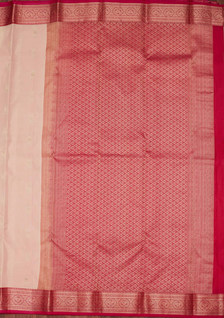 Cream Zariwork Pure Silk Saree-koskii