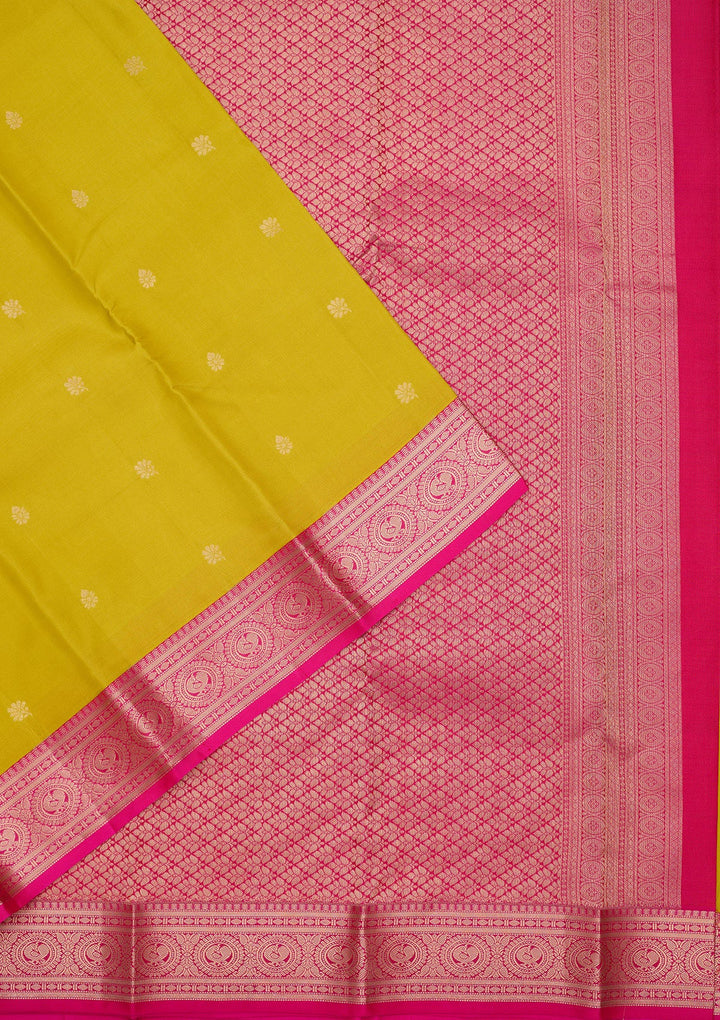 Lemon Yellow Zariwork Pure Silk Saree