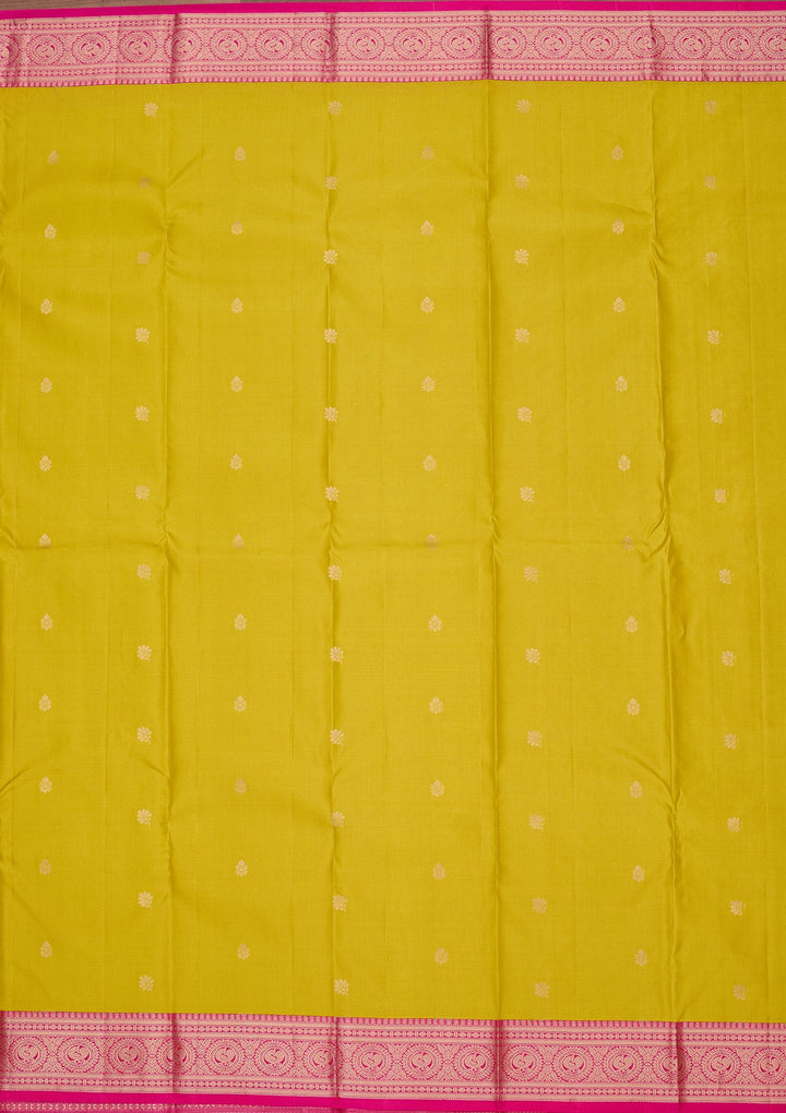 Lemon Yellow Zariwork Pure Silk Saree