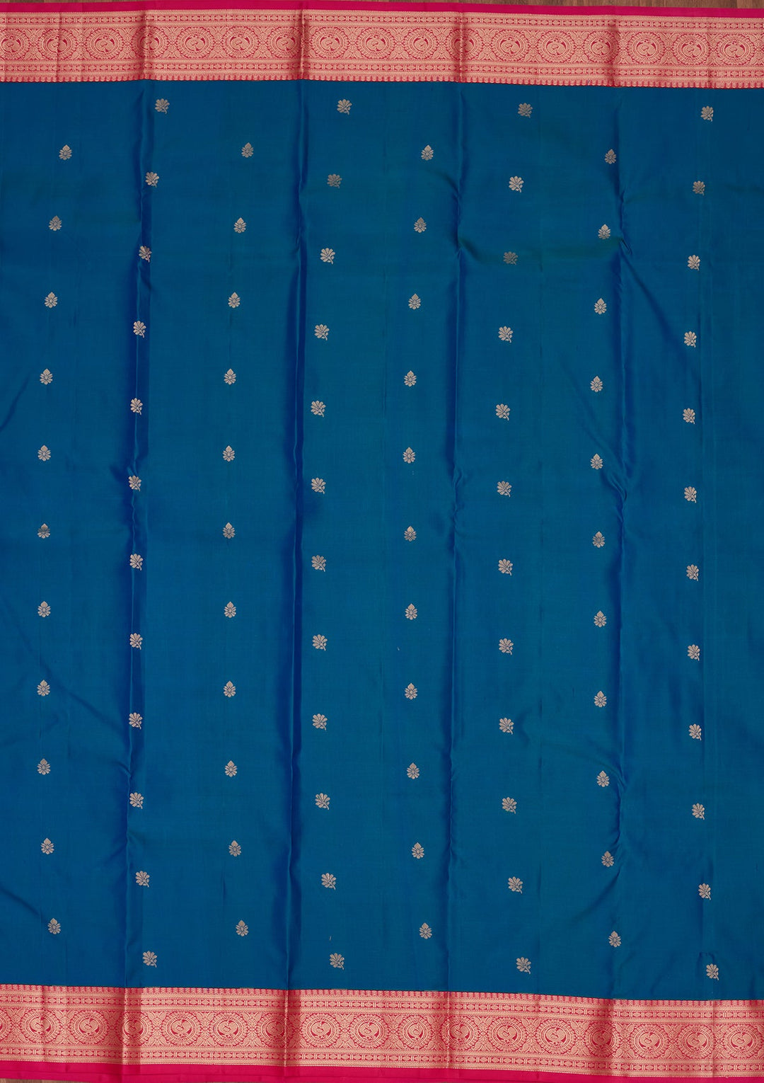 Peacock Blue Zariwork Pure Silk Saree-koskii