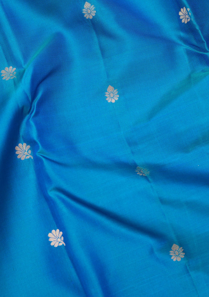 Turquoise Blue Zariwork Pure Silk Saree-koskii