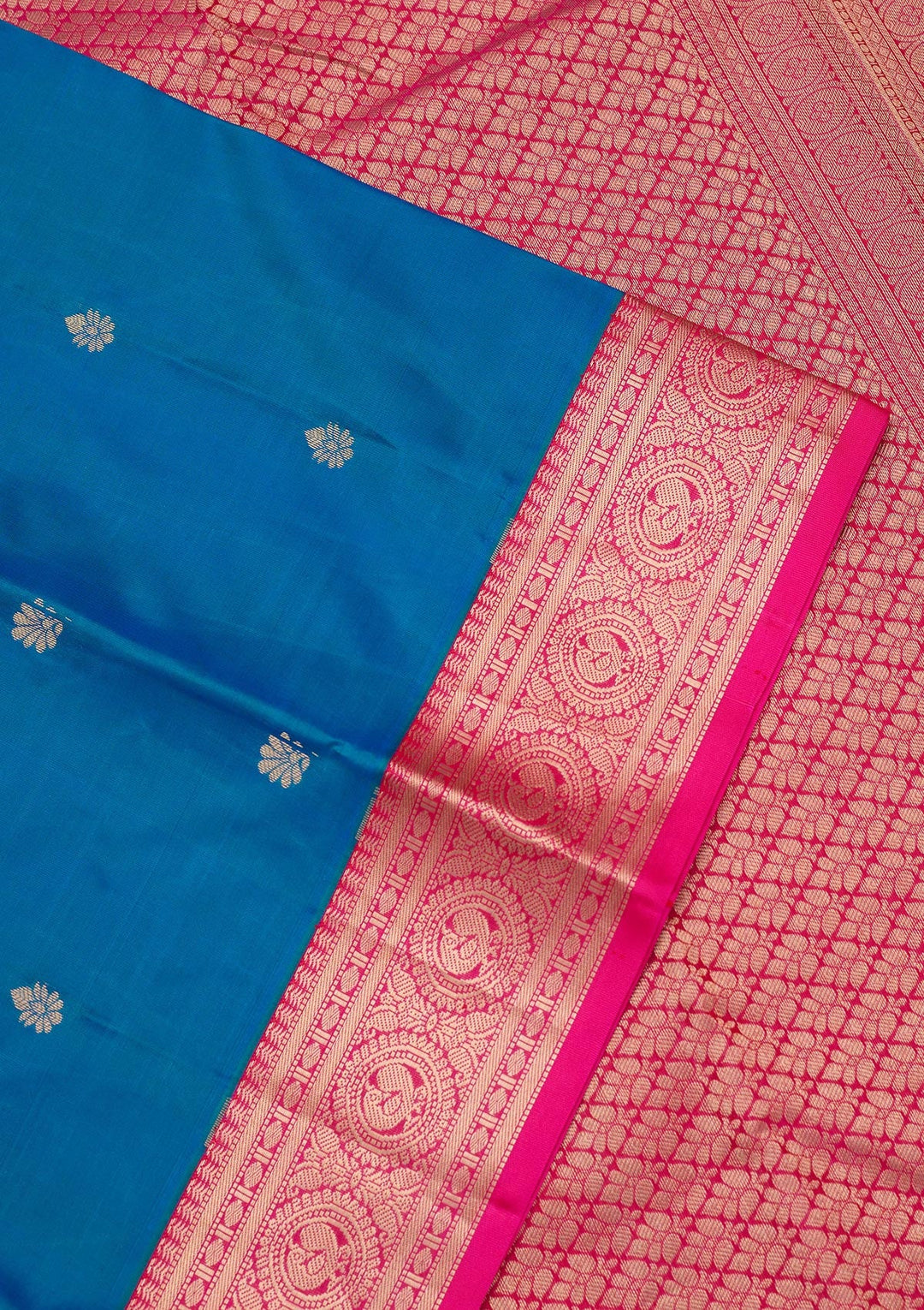 Turquoise Blue Zariwork Pure Silk Saree-koskii