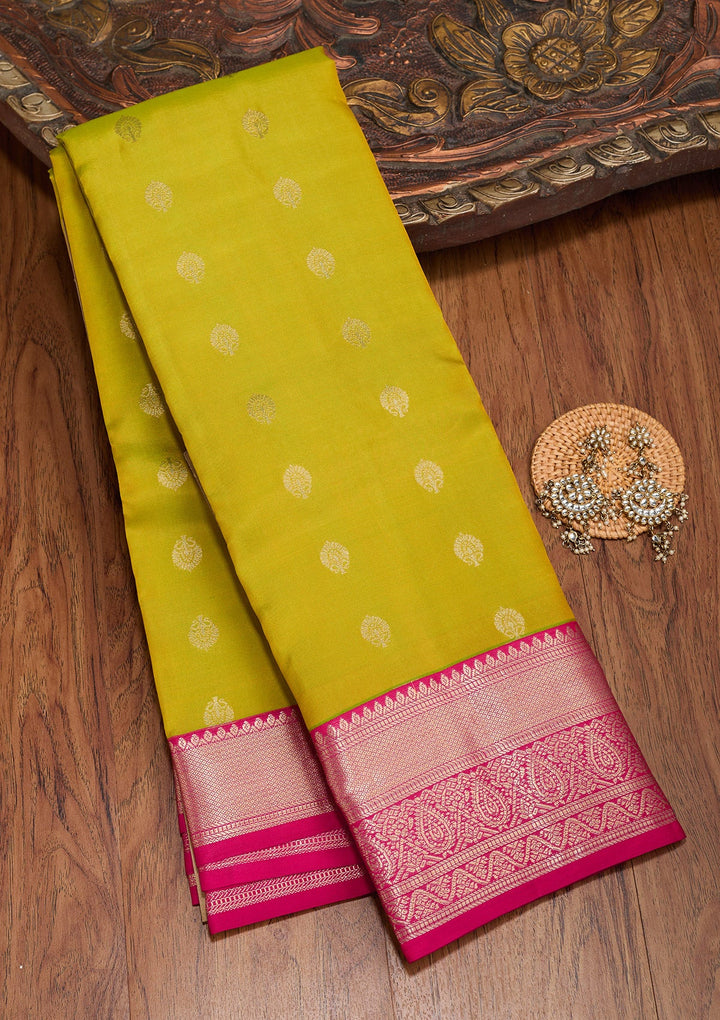 Mehendi Zariwork Pure Silk Saree-koskii