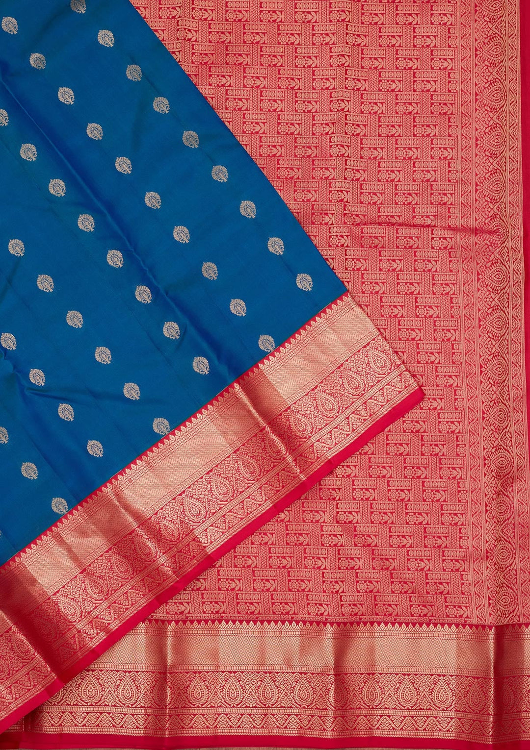 Peacock Blue Zariwork Pure Silk Saree-koskii