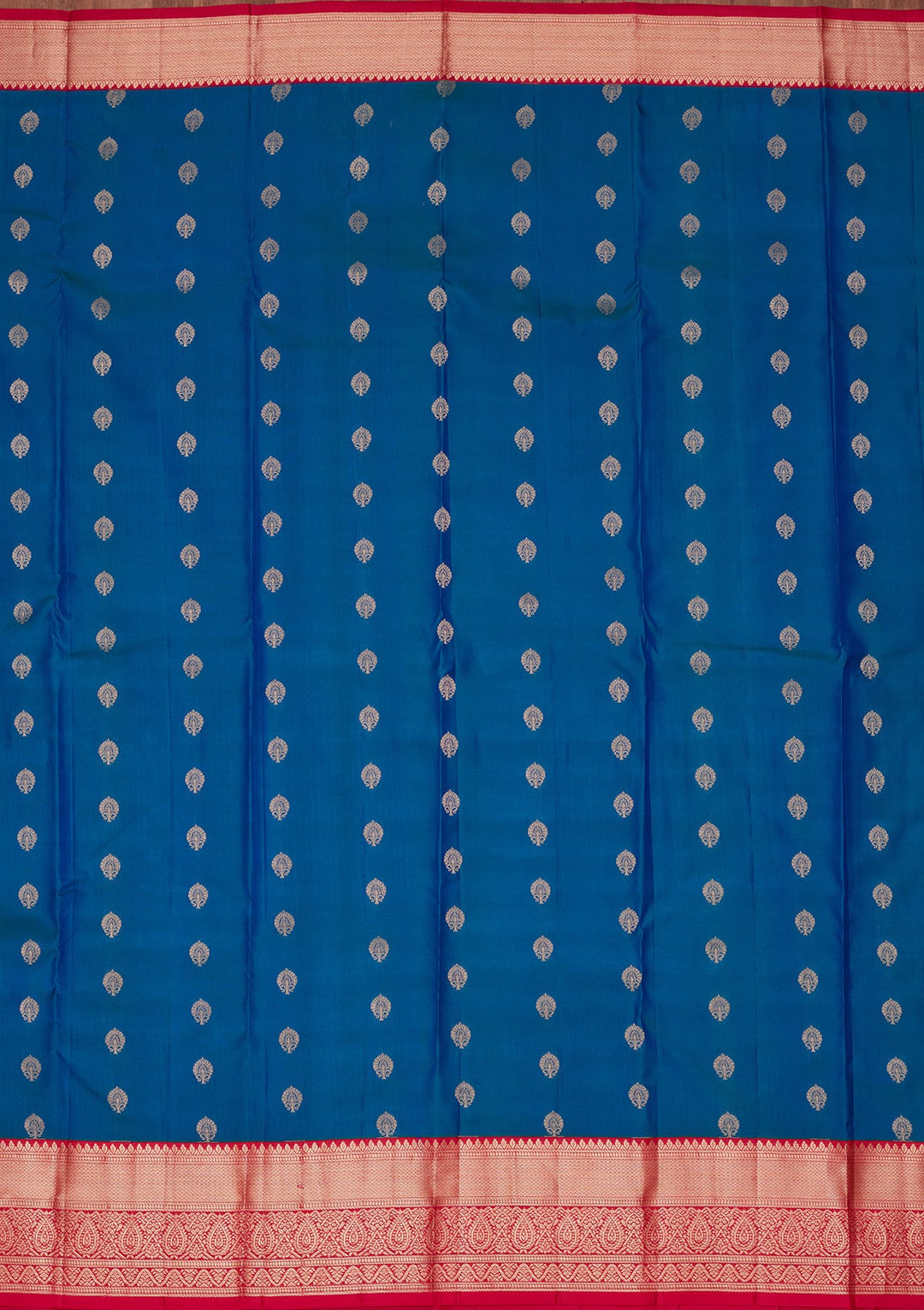 Peacock Blue Zariwork Pure Silk Saree-koskii