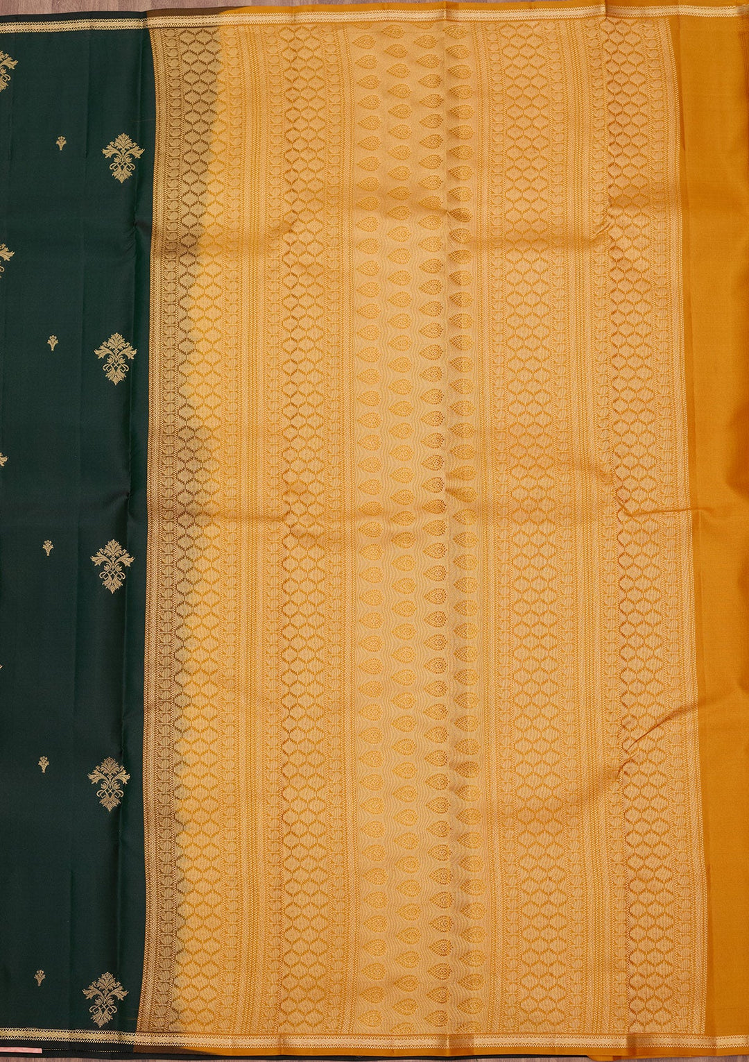 Bottle Green Zariwork (Gold) Silk Silk_Saree