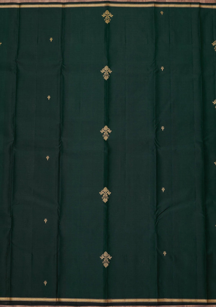 Bottle Green Zariwork (Gold) Silk Silk_Saree