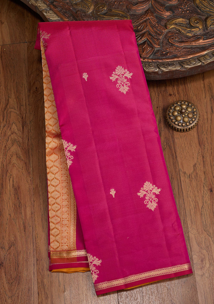 Magenta Pink Zariwork (Gold) Silk Silk_Saree