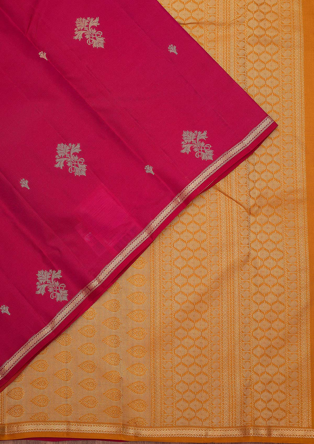 Magenta Pink Zariwork (Gold) Silk Silk_Saree