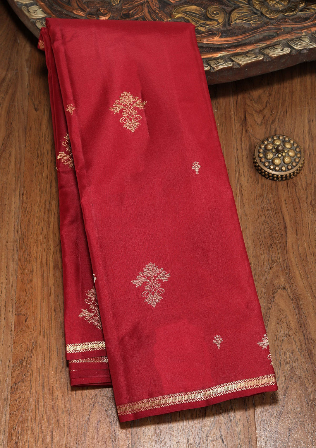 Maroon Zariwork Pure Silk Saree-koskii