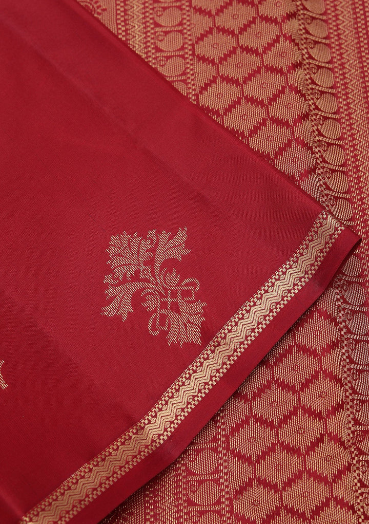 Maroon Zariwork Pure Silk Saree-koskii