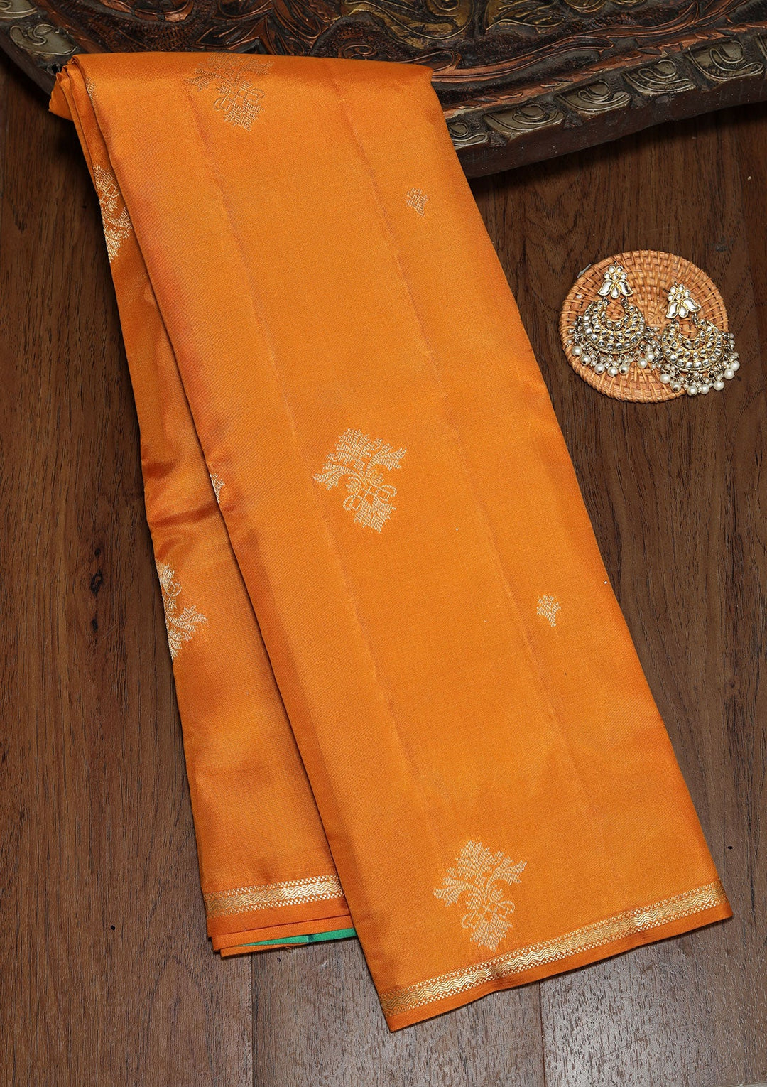 Mustard Zariwork Pure Silk Saree-koskii