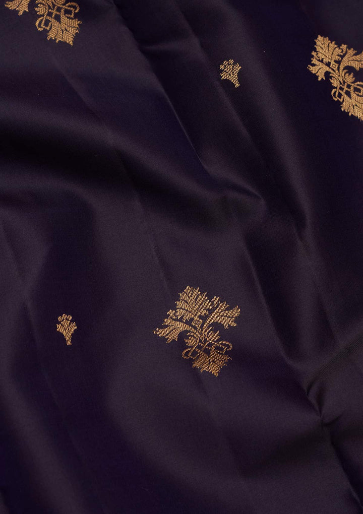 Navy Blue Zariwork Pure Silk Saree-koskii