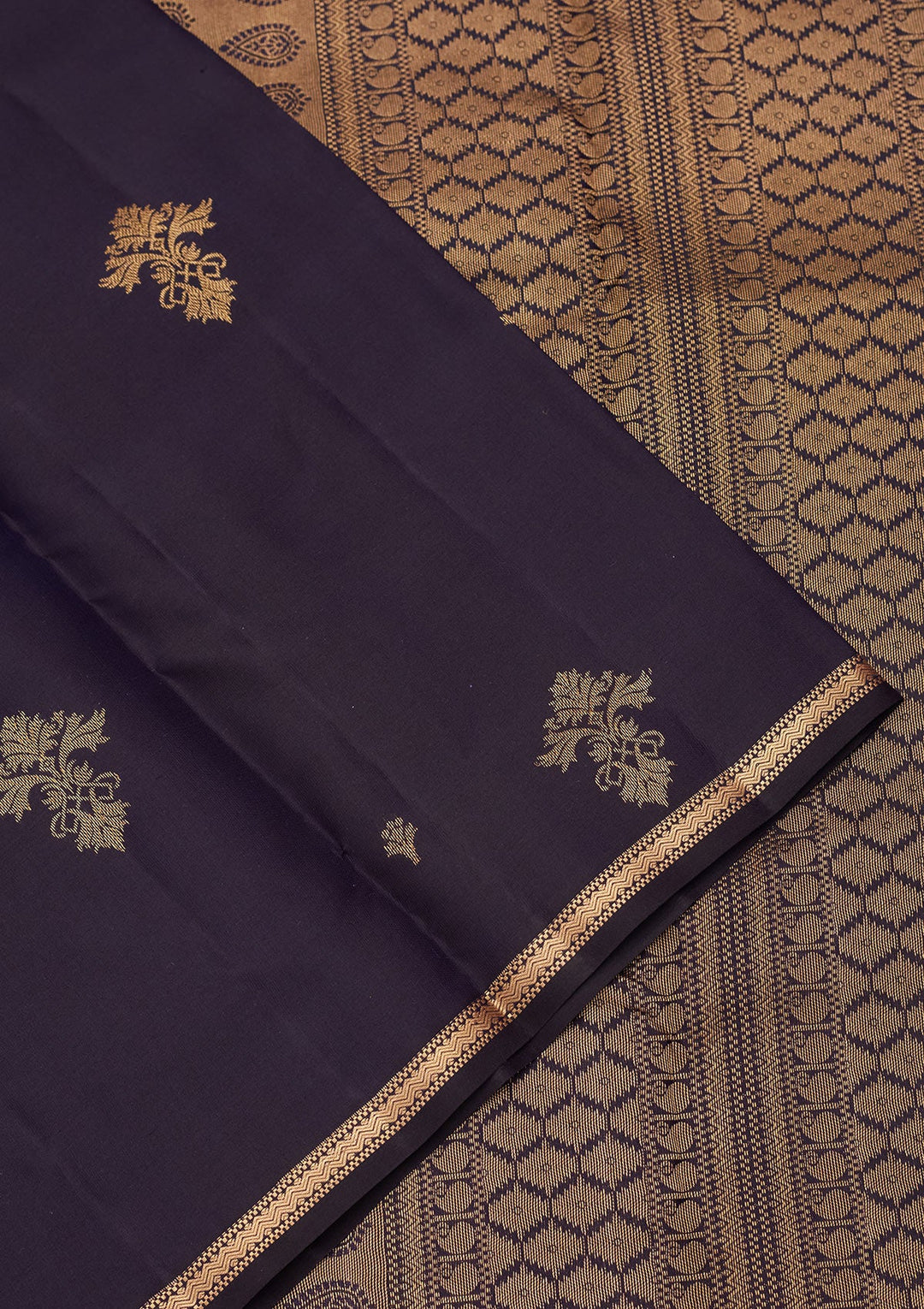 Navy Blue Zariwork Pure Silk Saree-koskii