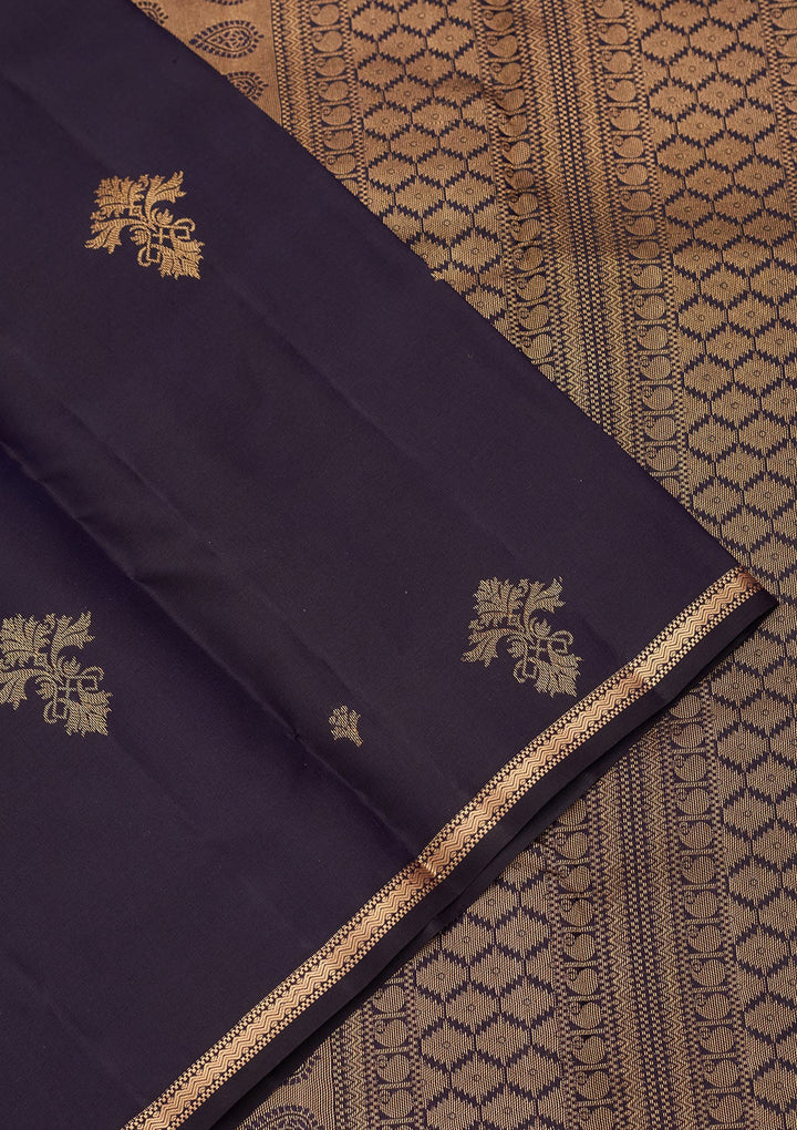 Navy Blue Zariwork Pure Silk Saree-koskii