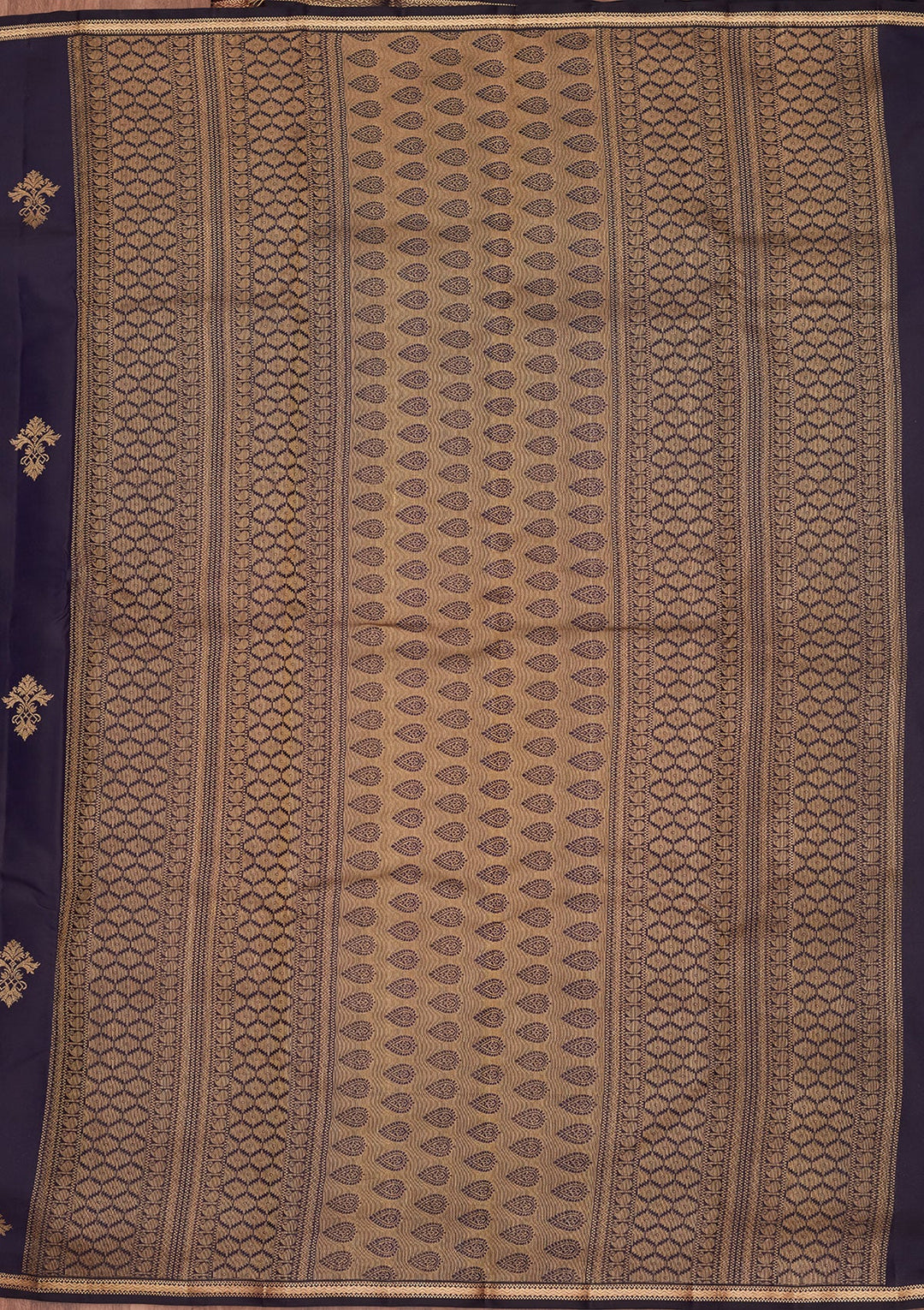 Navy Blue Zariwork Pure Silk Saree-koskii