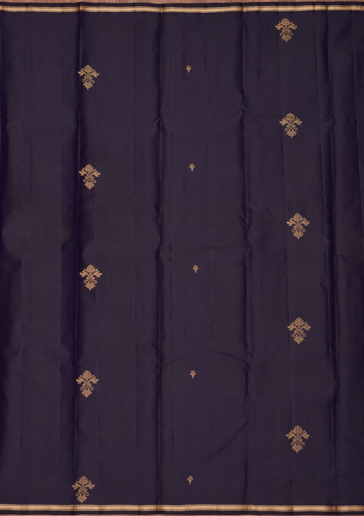 Navy Blue Zariwork Pure Silk Saree-koskii