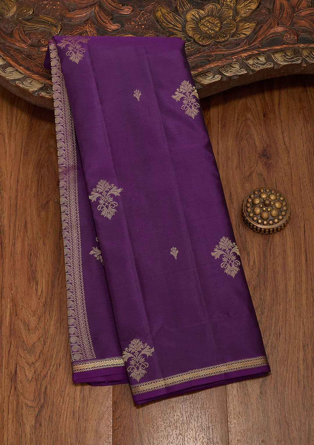 Purple Zariwork Pure Silk Saree-koskii