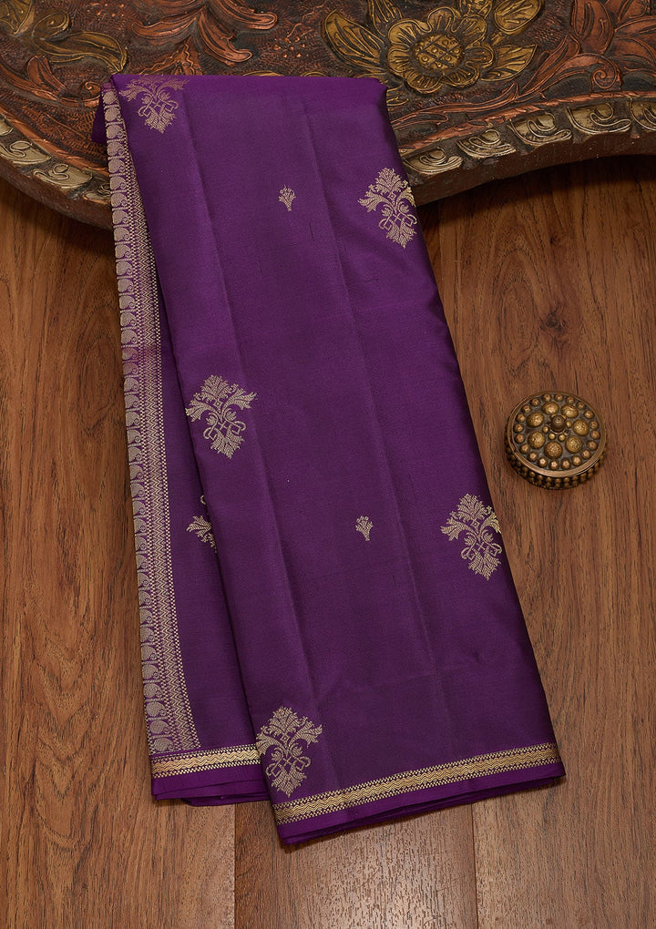 Purple Zariwork Pure Silk Saree-koskii