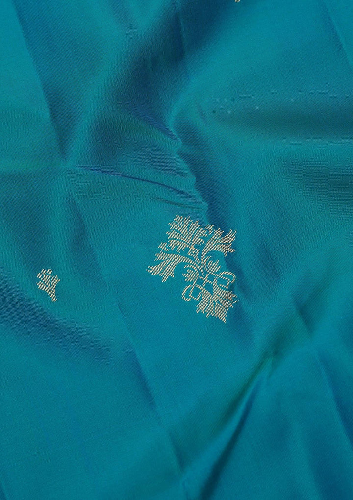 Turquoise Blue Zariwork Pure Silk Saree