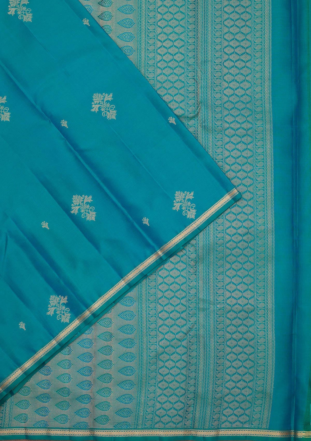 Turquoise Blue Zariwork Pure Silk Saree