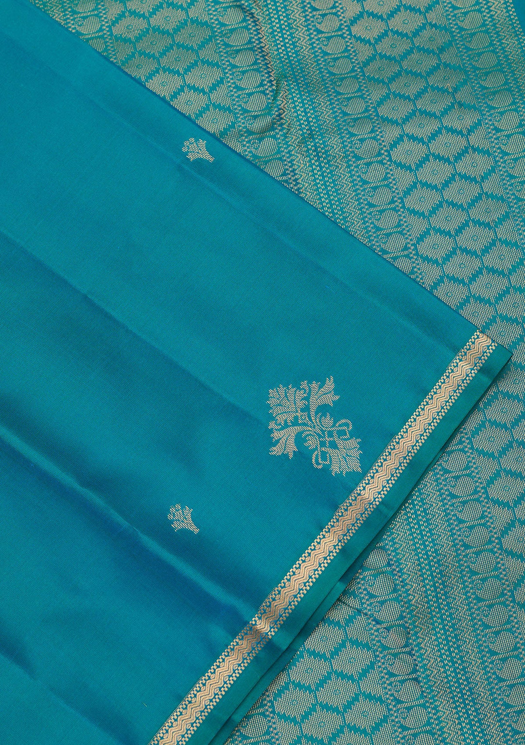 Turquoise Blue Zariwork Pure Silk Saree