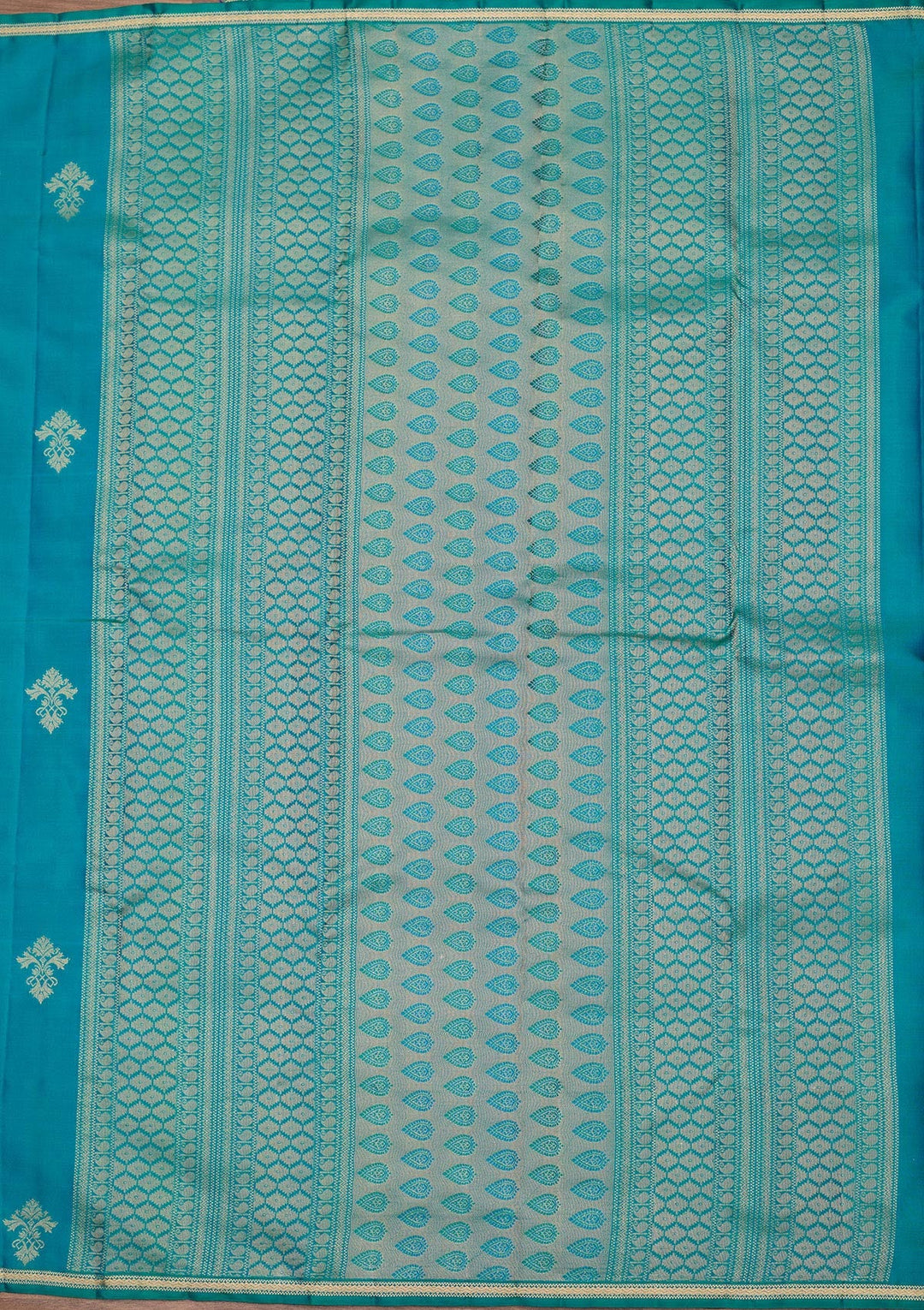 Turquoise Blue Zariwork Pure Silk Saree