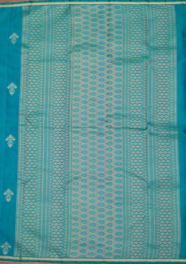 Turquoise Blue Zariwork Pure Silk Saree