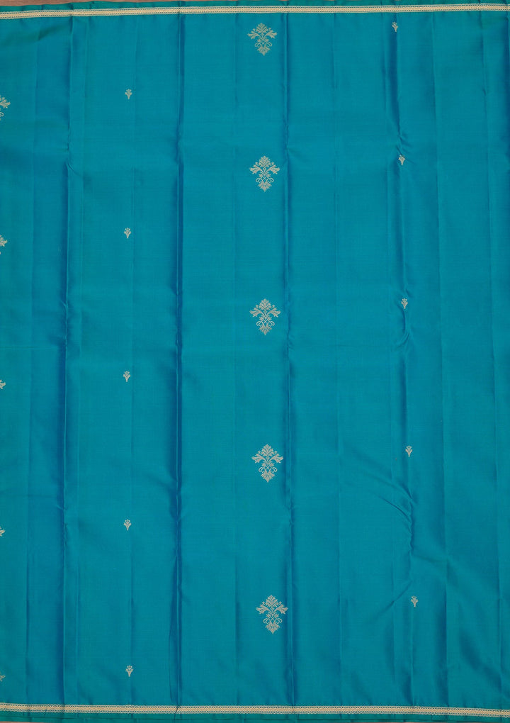 Turquoise Blue Zariwork Pure Silk Saree