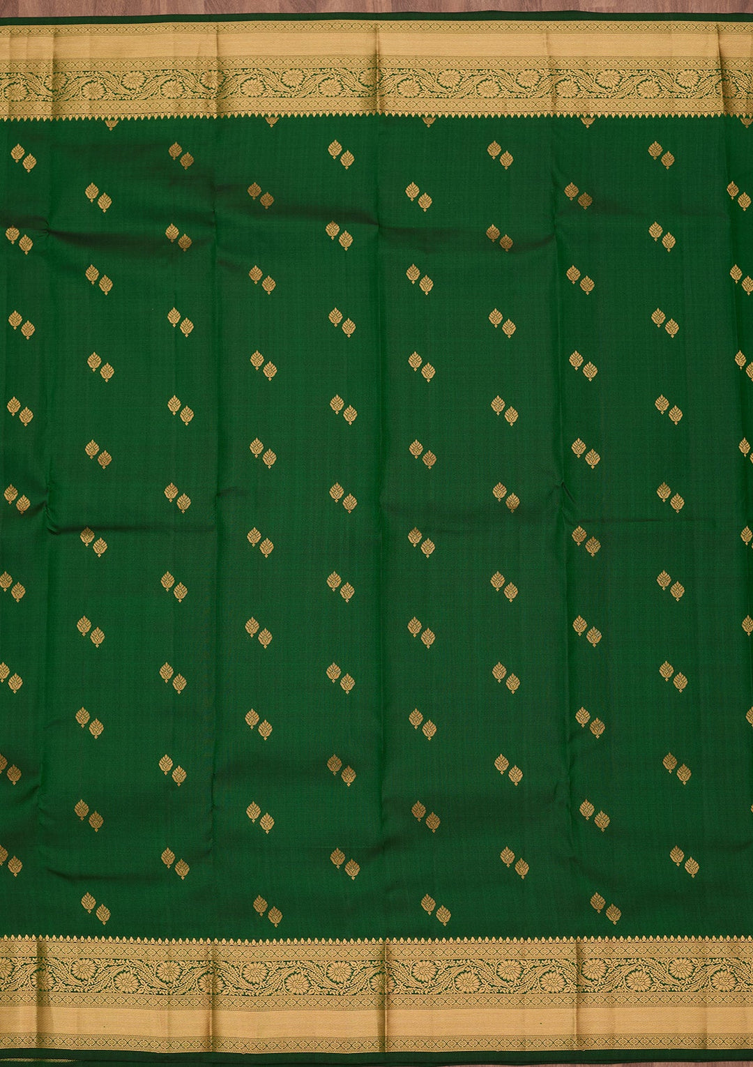 Bottle Green Zariwork Pure Silk Saree-koskii