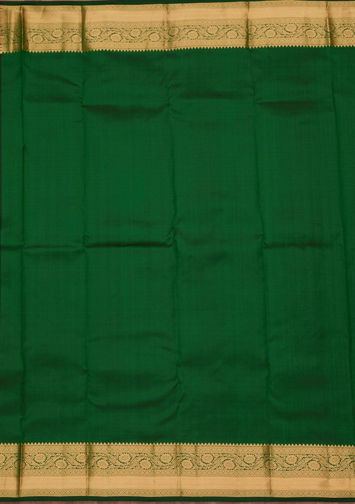 Bottle Green Zariwork Pure Silk Saree-koskii