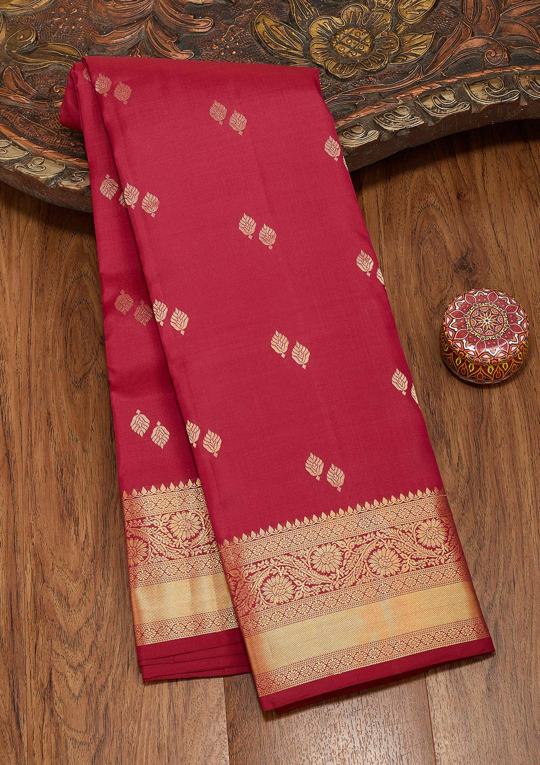 Rani Pink Zariwork Pure Silk Saree-koskii