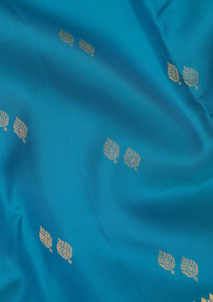 Turquoise Blue Zariwork Pure Silk Saree-koskii