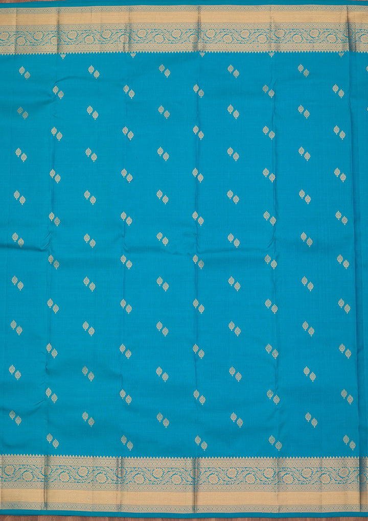 Turquoise Blue Zariwork Pure Silk Saree-koskii