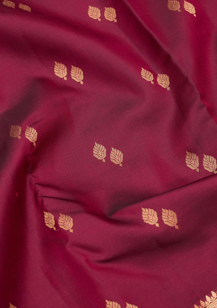 Wine Zariwork Pure Silk Saree-koskii