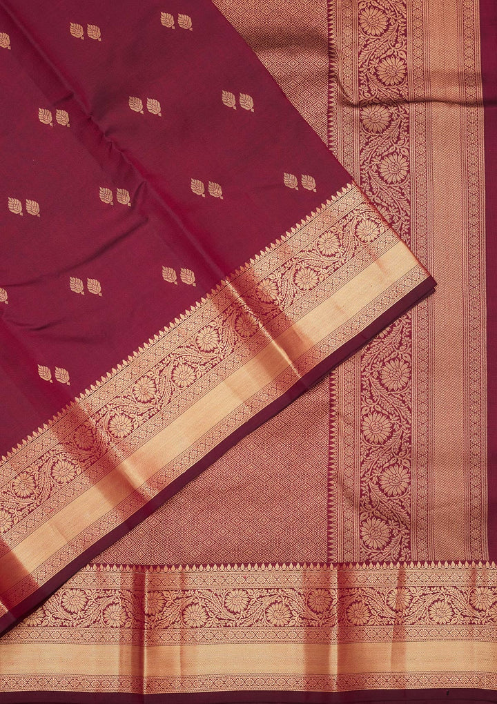 Wine Zariwork Pure Silk Saree-koskii